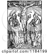 Poster, Art Print Of Retro Vintage Black And White Christ Crucified With A Border