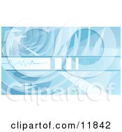 Poster, Art Print Of Blue Technology Background With Sound Waves