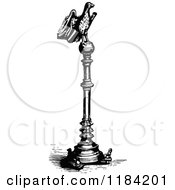 Clipart Of A Retro Vintage Black And White Church Lecturn Royalty Free Vector Illustration