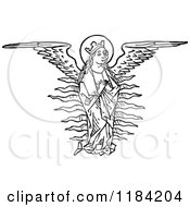 Poster, Art Print Of Black And White Angel With Spanned Wings