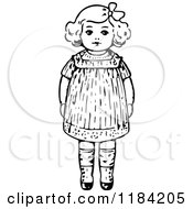 Clipart Of A Retro Vintage Black And White Girl Standing Royalty Free Vector Illustration