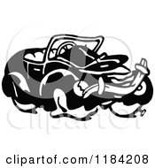 Clipart Of A Retro Vintage Black And White Totaled Car Royalty Free Vector Illustration by Prawny Vintage