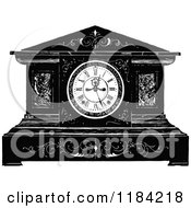 Poster, Art Print Of Retro Vintage Black And White Mantle Clock