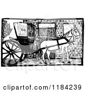 Clipart Of Retro Vintage Black And White John Gilpin Horse Cart Royalty Free Vector Illustration