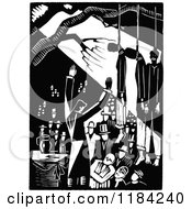 Poster, Art Print Of Retro Vintage Black And White People Debating Under Hanged People