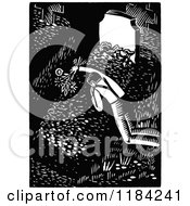 Clipart Of A Retro Vintage Black And White Man Mourning Over A Grave Royalty Free Vector Illustration