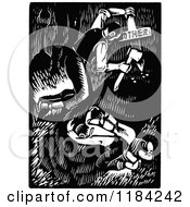 Clipart Of A Retro Vintage Black And White Family Burying Their Mother Royalty Free Vector Illustration