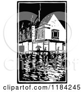 Poster, Art Print Of Retro Vintage Black And White Rainy Village