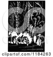 Poster, Art Print Of Retro Vintage Black And White Group Riding Through The Woods On Horses