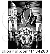 Clipart Of A Retro Vintage Black And White Making The Circuit Royalty Free Vector Illustration