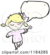 Cartoon Of A Girl With A Flower Speaking Royalty Free Vector Illustration