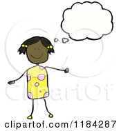 Cartoon Of A Stick Girl Thinking Royalty Free Vector Illustration
