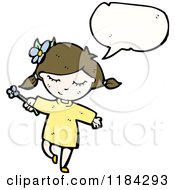Cartoon Of A Girl In Pigtails Speaking Royalty Free Vector Illustration