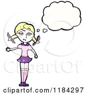 Cartoon Of A Girl With Pigtails Thinking Royalty Free Vector Illustration