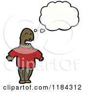 Cartoon Of A Bald Black Man Thinking Royalty Free Vector Illustration