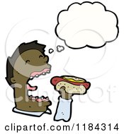 Black Man Eating A Hotdog Thinking