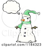 Cartoon Of A Snowman Thinking Royalty Free Vector Illustration