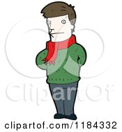 Cartoon Of A Man Wearing A Scarf Royalty Free Vector Illustration