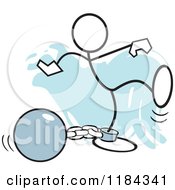 Stickler Man Attached To A Ball And Chain Over Blue