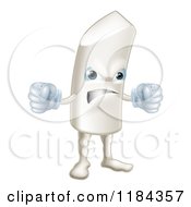 Cartoon Of A Furious Chalk Mascot Holding Fists Royalty Free Vector Clipart