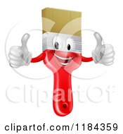 Poster, Art Print Of Happy Red Paintbrush Mascot Holding Two Thumbs Up