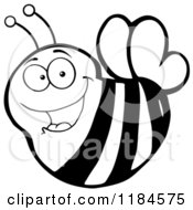 Cartoon Of A Black And White Happy Bee Royalty Free Vector Clipart