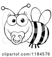 Poster, Art Print Of Cute Black And White Baby Bee With A Pacifier