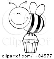 Poster, Art Print Of Happy Black And White Bee With A Honey Bucket