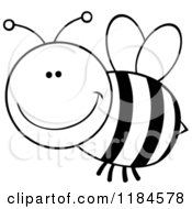 Cartoon Of A Black And White Happy Bee 2 Royalty Free Vector Clipart