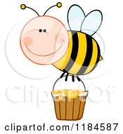 Poster, Art Print Of Happy Bee With A Honey Bucket