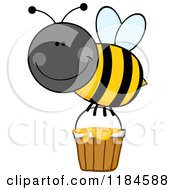 Poster, Art Print Of Happy Bumble Bee With A Honey Bucket