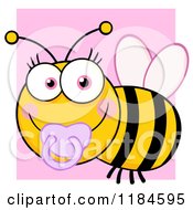 Poster, Art Print Of Cute Female Baby Bee With A Pacifier Over Pink