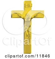 Golden Jesus Nailed To The Cross Clipart Illustration by AtStockIllustration