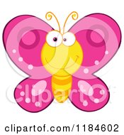 Cartoon Of A Happy Pink And Yellow Butterfly Royalty Free Vector Clipart