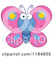 Poster, Art Print Of Happy Pink And Blue Butterfly
