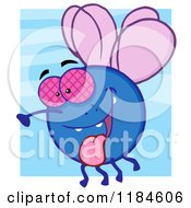 Poster, Art Print Of Happy Fly Hanging Its Tongue Out Over Blue