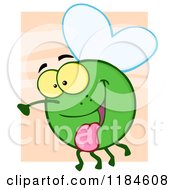 Poster, Art Print Of Happy Green Fly Hanging Its Tongue Out Over Orange