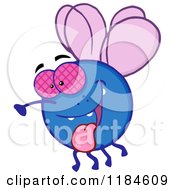 Poster, Art Print Of Happy Blue Fly Hanging Its Tongue Out