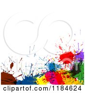 Poster, Art Print Of Lower Border Of Colorful Ink Splatters Under White Copyspace