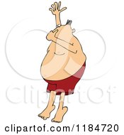 Cartoon Of A Man Plugging His Nose And Jumping Into Water Royalty Free Vector Clipart