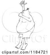 Poster, Art Print Of Outlined Man Plugging His Nose And Jumping Into Water