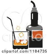 Clipart Of A Bottle Of Alcohol And Glass Royalty Free Vector Illustration