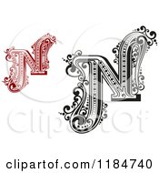 Poster, Art Print Of Vintage Letter N In Red And Black And White