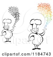 Clipart Of Happy Chefs With Music Notes Royalty Free Vector Illustration