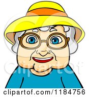 Poster, Art Print Of Happy Old Woman With Glasses And A Hat