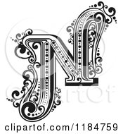 Clipart Of A Vintage Letter N In Black And White Royalty Free Vector Illustration