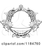 Poster, Art Print Of Vintage Ornate Oval Frame With Leaves And A Banner