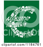 Clipart Of A Euro Currency Symbol Formed Of White Business Icons On Green Royalty Free Vector Illustration by Vector Tradition SM