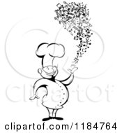 Clipart Of A Happy Black And White Chef With Music Notes Royalty Free Vector Illustration