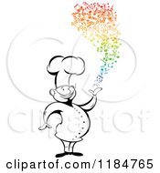 Clipart Of A Happy Chef With Colorful Music Notes Royalty Free Vector Illustration
